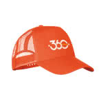 Gorras para publicidad tipo camionero color naranja cuarta vista con logo
