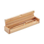 Bolígrafo personalizable con caja de bambú color madera