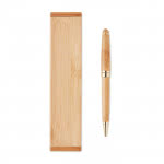 Bolígrafo personalizable con caja de bambú color madera cuarta vista