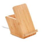 Cargador con soporte y portalápices bambú color madera