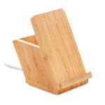 Cargador con soporte y portalápices bambú color madera
