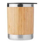 Vaso térmico con carcasa de bambú color madera tercera vista