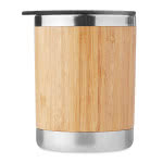 Vaso térmico con carcasa de bambú color madera cuarta vista