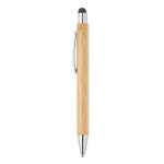 Bolígrafo táctil con logo y bambú color madera tercera vista