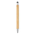Bolígrafo táctil con logo y bambú color madera cuarta vista