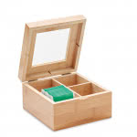 Caja de té de bambú tapa de cristal color madera segunda vista