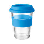Tazas de café para llevar de cristal color azul tercera vista