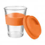 Tazas de café para llevar de cristal color naranja segunda vista