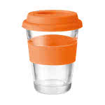 Tazas de café para llevar de cristal color naranja tercera vista