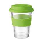 Tazas de café para llevar de cristal color verde lima