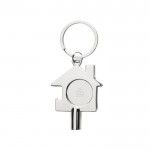 Llavero de zinc reciclado con llave de radiador y abridor color plateado tercera vista