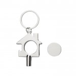 Llavero de zinc reciclado con llave de radiador y abridor color plateado cuarta vista