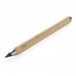 Bolígrafo de bambú triangular con puntero táctil y tinta infinita color marrón