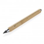 Bolígrafo de bambú triangular con puntero táctil y tinta infinita color marrón tercera vista