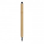 Bolígrafo de bambú triangular con puntero táctil y tinta infinita color marrón cuarta vista