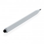 Bolígrafo de aluminio reciclado con punta táctil y tinta infinita color blanco tercera vista