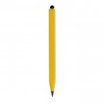 Bolígrafo de aluminio reciclado con punta táctil y tinta infinita color amarillo quinta vista