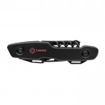 Cuchillo con diversas funciones color negro vista con logo