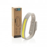 Luz de circulación LED recargable en plástico reciclado 400 mAh color gris vista con caja