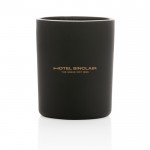 Vela perfumada en vaso color negro vista con logo