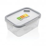 Fiambrera sostenible fabricada en Europa color transparente segunda vista con logo
