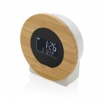Reloj de escritorio redondo de bambú color madera