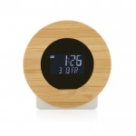 Reloj de escritorio redondo de bambú color madera segunda vista