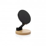 Soporte magnético para teléfono de plástico reciclado y bambú color negro