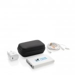 Set de carga de 3 piezas de plástico reciclado con powerbank 5.000 mAh color negro vista de impresión