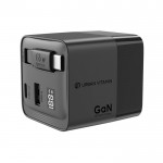 Cargador rápido GaN ecológico con cable retráctil de 80cm 65W color negro