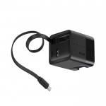 Cargador rápido GaN ecológico con cable retráctil de 80cm 65W color negro tercera vista