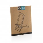 Soporte plano para móvil plegable de plástico reciclado color negro segunda vista con caja