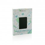 Porta pasaporte rastreable con localización Find My de Apple color negro segunda vista con caja