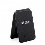 Cartera magnética para móvil de cuero sintético con soporte color negro vista de impresión