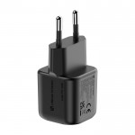 Cargador doble de plástico reciclado con enchufe europeo 20W color negro quinta vista