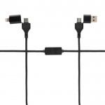 Cable de carga y transferencia de datos con botón antirrobo color negro tercera vista