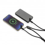 Cable para móvil con USB-C en RPET con correa cuello y carga 60W color negro tercera vista