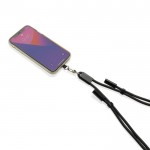 Cable para móvil con USB-C en RPET con correa cuello y carga 60W color negro quinta vista