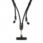 Cable para móvil con USB-C en RPET con correa cuello y carga 60W color negro octava vista