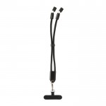 Correa de muñeca para móvil RPET con cable USB-C y carga rápida 60W color negro