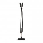 Correa de muñeca para móvil RPET con cable USB-C y carga rápida 60W color negro vista con logo