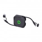 Soporte para móvil con cable retráctil 100cm y carga rápida 100W color negro vista con logo