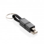 Cable de carga rápida de aluminio reciclado con llavero 4 en 1 color gris