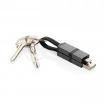 Cable de carga rápida de aluminio reciclado con llavero 4 en 1 color gris segunda vista
