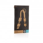 Cable de carga rápida de aluminio reciclado con llavero 4 en 1 color gris segunda vista con caja