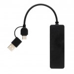 Hub usb fabricado en plástico reciclado color negro segunda vista