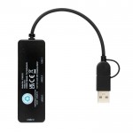 Hub usb fabricado en plástico reciclado color negro tercera vista