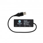 Hub USB de plástico reciclado y bambú con 4 puertos y cable dual color negro tercera vista