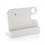 Soporte de carga de plástico reciclado inalámbrico para 3 dispositivos color blanco