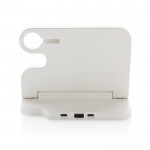 Soporte de carga de plástico reciclado inalámbrico para 3 dispositivos color blanco cuarta vista